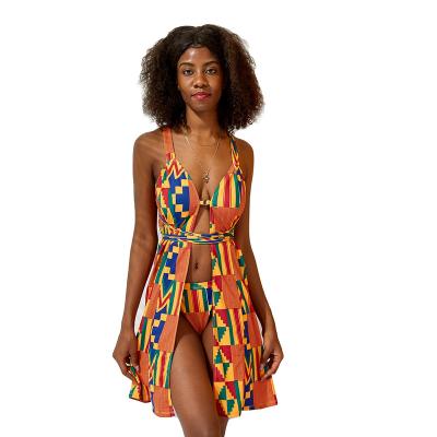 China Summer fashionable women sling kente print beach bikini Anti-UV Ankara design women's bathing suit for sale