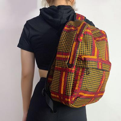 China None Manufactures Unisex School African Backpack Print Fashion Cotton Ankara Casual Bag for sale