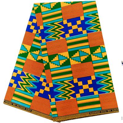 China Ghana Batik Material Anti-static African 100% Cotton Wax Fabric Kente Print 6 Yards Wholesale for sale