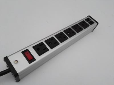 China Soquete da tomada da tomada de 6 maneiras multi com o carregador duplo do porta usb com fora de controle do interruptor à venda