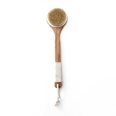 China Long Handle Hotel Professional Wooden Bath Brush Soft Boar Stiffens Back Srubber Scalp Massager Exfoliating Bath Shower Cleaning Brush for sale