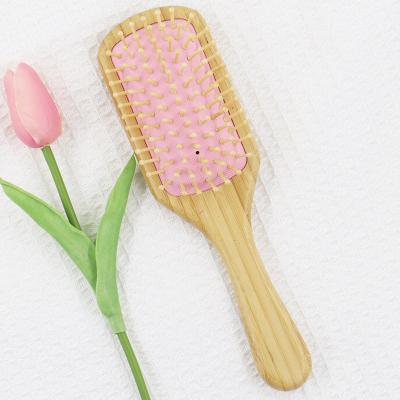 China Waterproof High Quality Custom Anti-Static Scalp Massager Sweep Brush Smooth Bamboo Handle Hair Personal Care Portable Hair Growth Brush for sale