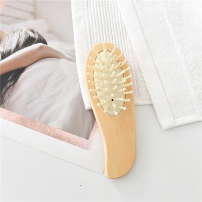 China Wooden Mini Portable Comma Shaped Curved Cushion Airbag Waterproof Massage Hair Comb Make Up Extension Hair Brush for sale