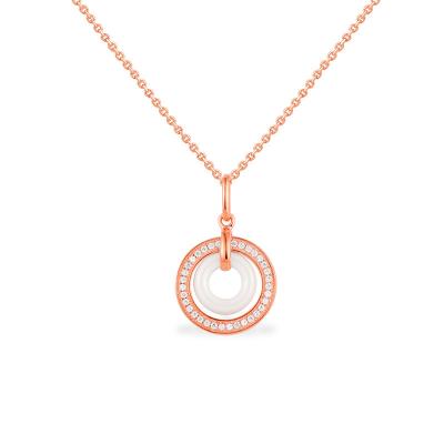 China New Fashion Romantic Design Round Circle Shape White Ceramic Necklace 925 Sterling Silver Necklace For Ladies for sale