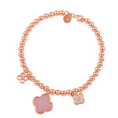 China Wholesale Environmental Friendly Rose Gold Plated Lucky Pink Four Leaf Clover Necklace Gifts for sale