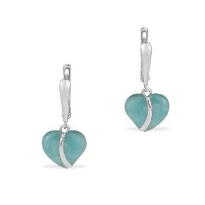 China Lovely Heart Elegant Cats Eye Earring 925 Sterling Silver Jewelry for sale