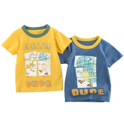 China Summer Cotton Double Breasted Unisex Breathable T-shirt Children's Natural T-shirt With Printed Pattern Custom Made for sale