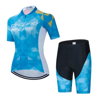 China Breathable fashion wear prnting cycling women cycle short sleeve cycling uniforms for wearing for sale