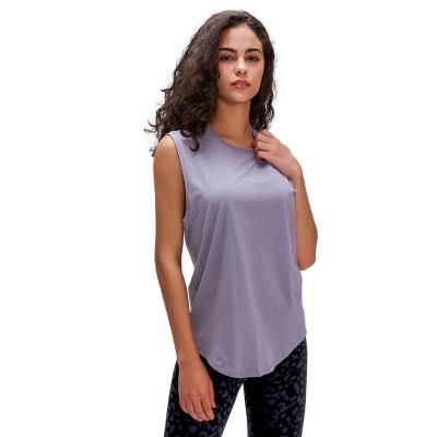 China Breathable Pure Cotton Sleeveless T-shirt Quick Drying Women Shaping Moisture Wicking Yoga Fitness Top for sale