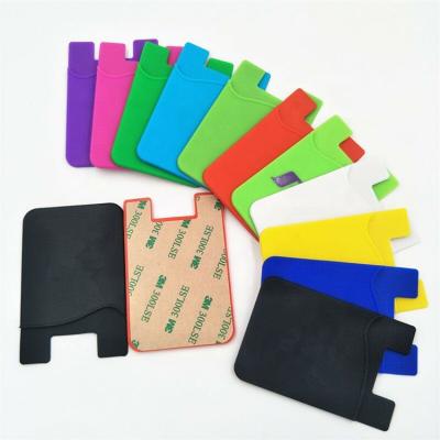 China Fashion Wholesale Promotional Gifts Credit Card Sticker Silicone Phone Case Card Holder Wallet for sale