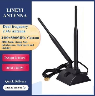 China Antena dual de WiFi de la alta ganancia de la frecuencia 2.4G 5dbi, antena de 5,8 gigahertz Wifi en venta