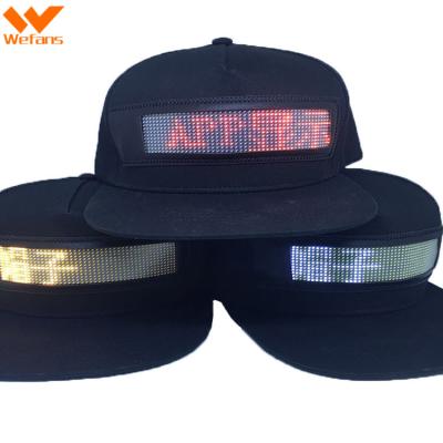 China breathable & Wefans Waterproof Printing High Quality LED Luminous Word Hat Display Hat Custom LED BT Entry Hat Baseball Cap for sale