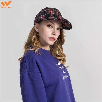 China breathable & Peaked Wefans Plaid Baseball Cap Travel Waterproof Classic Casual Cotton Hat High Quality Peaked Hat for sale