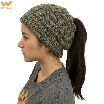 China COMMON Wefans Fashion Women Knitted Hat Winter Warm Bamboo Braided Head Cap Outdoor Ponytail Beanie Hat 2019 News Best for sale