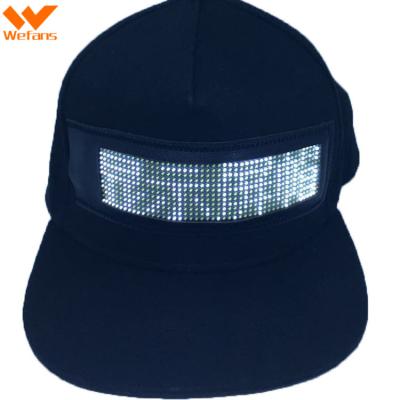 China breathable & Wefans hot sale fashion waterproof sports LED screen hat, baseball caps with led screen, APP edit support led screen hat for sale