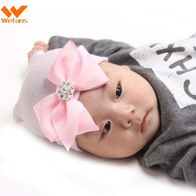 China Imitate Animal Wefans Europe and the United States Baby Bow Hat Shiny Diamond Pink Striped Baby Knitted Hat Newborn Baby Hat for sale