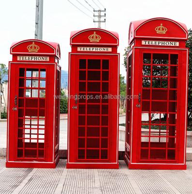 China Indoor hot sale classic public steel cast iron telephone booth red antique telephone booth for sale