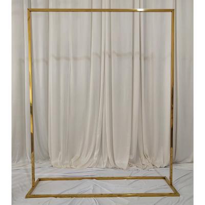 China Elegant Backdrop Stand Rectangle Arch Stainless Steel Gold Wedding Backdrop For Wedding Decoration for sale