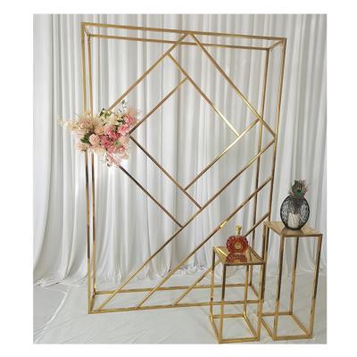 China Backdrop Stand Design 2021 New Design Stainless Steel Gold Arch Backdrop Frame For Wedding for sale