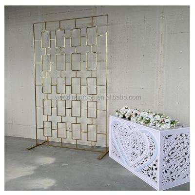 China Gold Rectangle Arch Stainless Steel Gold Wedding Backdrop Ceremony Decor Wedding Backdrop Stand for sale