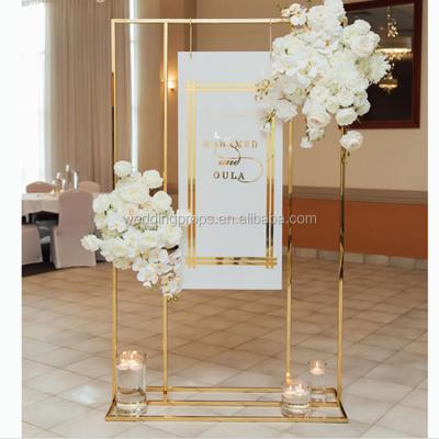 China Backdrop Stand Wedding Decoration Gold Rectangle Stainless Steel Metal Arch Framed For Wedding for sale