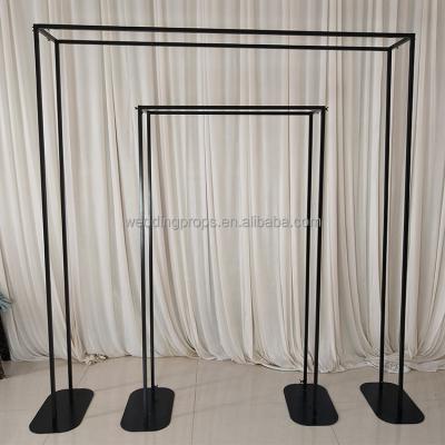 China Backdrop Stand Wedding Elegant Black Wedding Rectangle Arch Metal Decoration Backdrop for sale