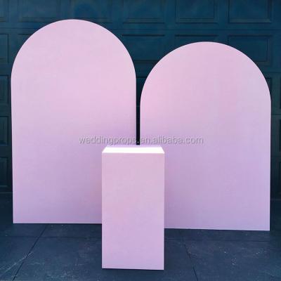 China Europe Luxury Pink Backdrop Wall Round Arch Acrylic Panels For Wedding Decoration for sale