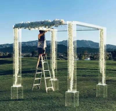 China White acrylic flower chuppah decoration wedding backdrop clear acrylic canopy gazebo for sale