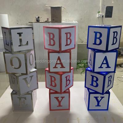 China Europe Hot Sale Party Decorations Baby Shower Balloon Blocks Transparent Gold Baby Balloon Blocks for sale