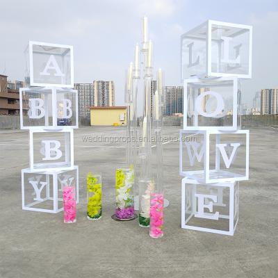 China Europe Box High Quality Clear Balloon Baby Acrylic Blocks For Boy Girl Baby Shower Decoration for sale