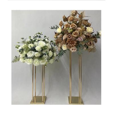 China Morden Hallway Flower Ball Rose Gold White Peony Floral Wedding Table Centerpiece for sale