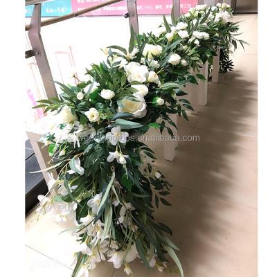 China Covenient Wedding Decorations Wholesale Table Runner Lovers Table Silk Flowers Floral Panel for sale