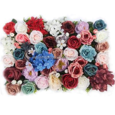 China Europe Flower Panel Wedding Decoration Rose Flower Wall Panel Backdrop Artificial Flower Wall for sale