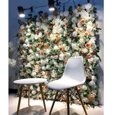 China Wall Cloth Artificial Flower Wall Cloth Flower Wall Panel Flower Wall Cloth Wrap Green and White for sale