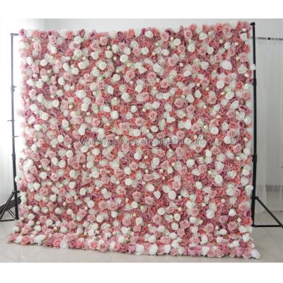 China Wall Flower Bouquet Flower Wall Backdrop Mounted Wall Backdrop White And Pink Flower Wall Backdrop for sale