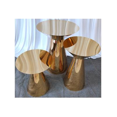 China Banquet Hotel Furniture Modern Wedding Dining Table Round Wedding Cake Table Marble Glass for sale