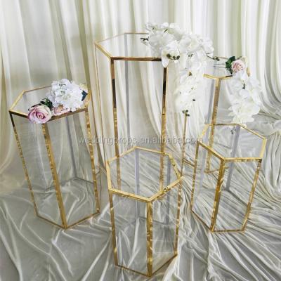 China Wedding Acrylic Pedestal High Quality Romantic Wedding Event Party Backdrop Stand Clear Acrylic Pedestals for sale