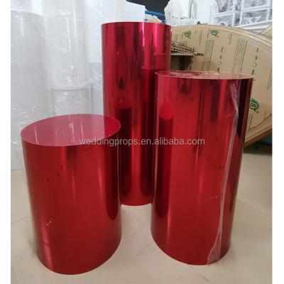 China Party Factory Price Acrylic Round Wedding Backdrop Red Acrylic Pedestals for sale