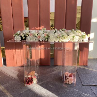 China Place Acrylic Table PARTY/BANQUET/WEDDING Clear Ghost Acrylic Pedestal Table For Wedding Ceremony Events for sale