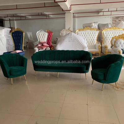 China (Other) Design Stainless Steel Velvet Furniture Adjustable High Quality Comfortable Popular Green Sofa for sale