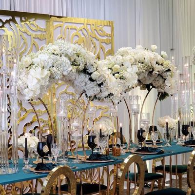 China Round Backdrop Stand Wedding Centerpiece Decoration Arch Flower Stand Gold Metal Frame For Event Decor for sale