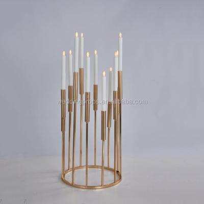 China Party Decoration Candle Holder Gold Bridal Flower Stand The Round Table Centerpiece Candlestick for sale