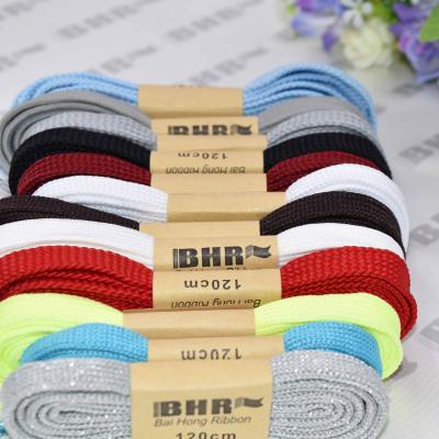 China Custom Shoe Laces Tubular Tip Person Athlete Lace White Polyester Normal Plastic Color Flat Shoe Laces for sale