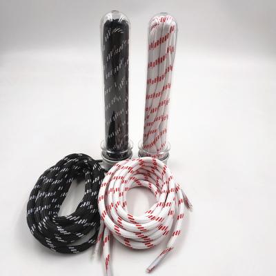 China Round Individual Pack Polyester Rope Shoe Laces / Black & White Round &red Shoe Laces for sale