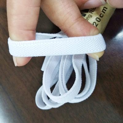 China OEM flat white color 8mm flat polyester/latex laces/shoe lace/elastic laces for sale