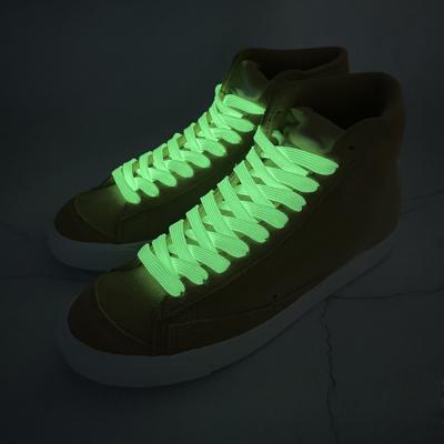 China Flat Glow In The Dark Laces Sports Bright Fluorescent Sport Flat Laces for sale