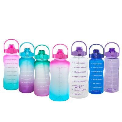 China Sustainable Wholesale Plastic Tritan Bottles Plastic Water Bottles With Weather Marker And Straw for sale