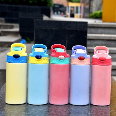 China Sublimation Viable Sippy Bottle Stainless Steel Kids DIY Small Straight Conical Tumbler With Straw Lid for sale