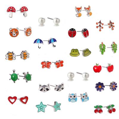 China Fashion mix girl style jewelry Korean cute fruit carton cute animal earring the small square 20 pairs for sale