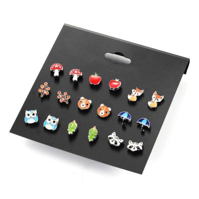 China Cartoon Cute Korean Fruit Style Fashion Mix Alloy Alloy Small Animal Earring Sets for sale